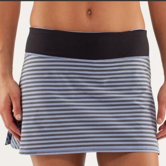 Lululemon Run Classic Stripe Polar Haze Black Pace Setter Skirt 2 - Picture 11 of 11